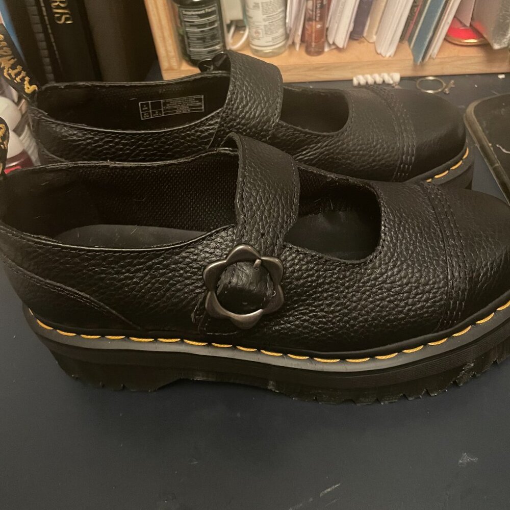 Doc Martens (Dr. Martens) Mary Jane Flower Buckle Black Size 9 (41)